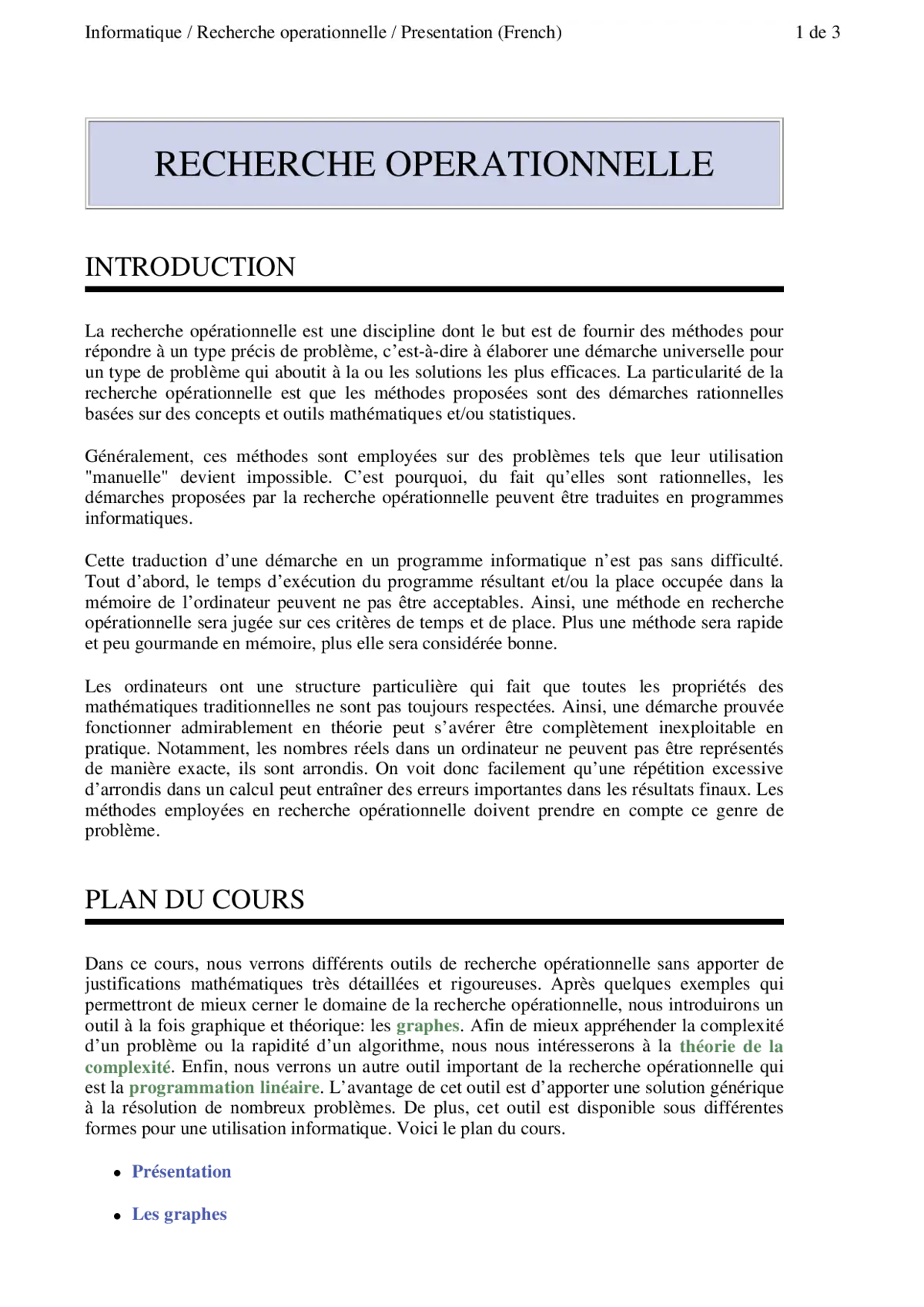 Recherche Opérationnelle - Optimisation des Décisions