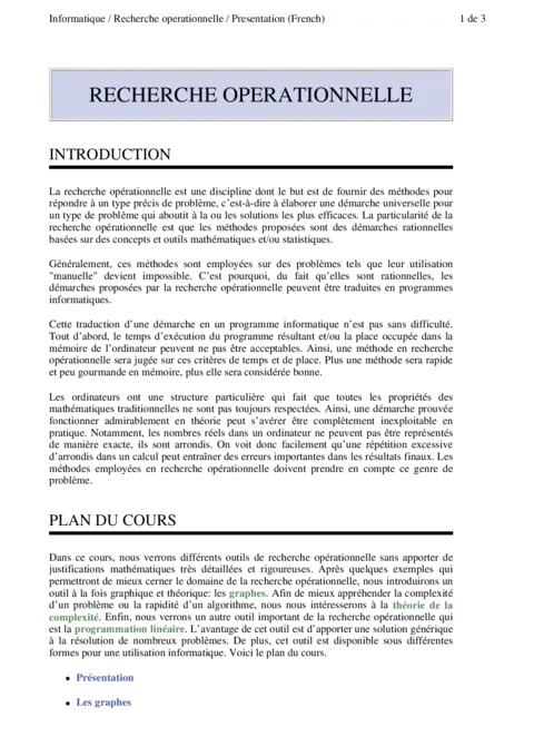 Recherche opérationnelle