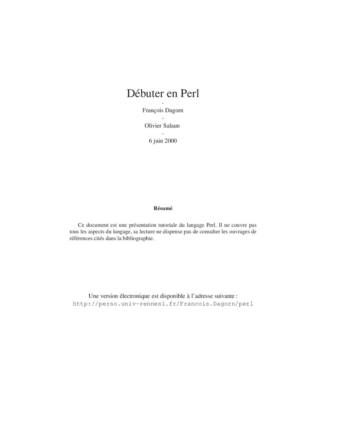 Perl - Maîtriser les bases de la programmation