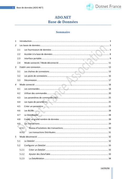 ADO.NET   Base de Données