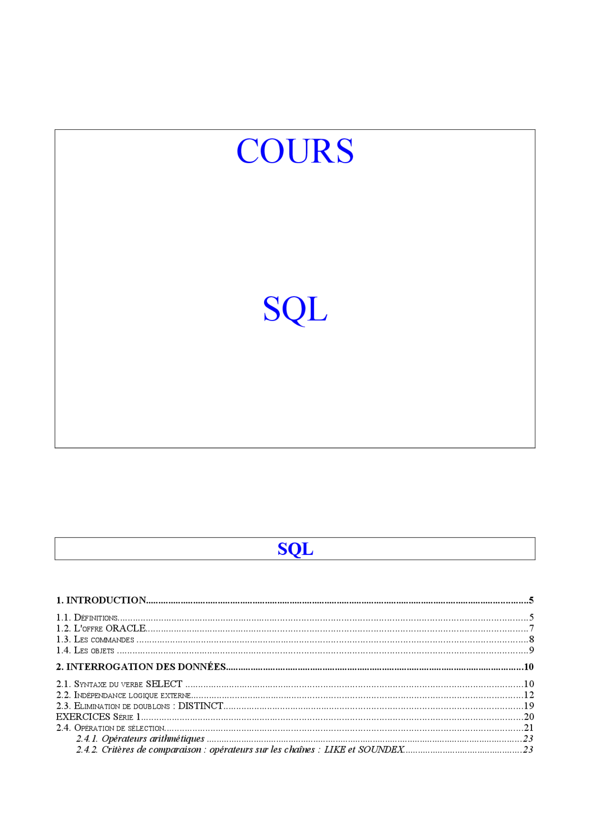SQL Oracle & PL-SQL: BDD Avancées