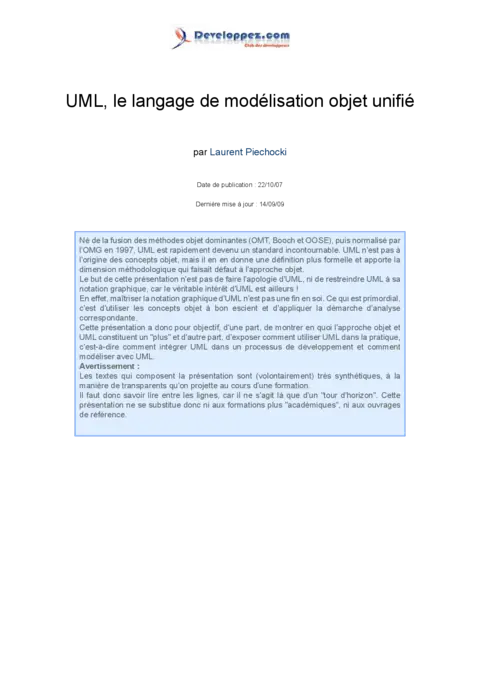 UML, le langage de modélisation objet unifié