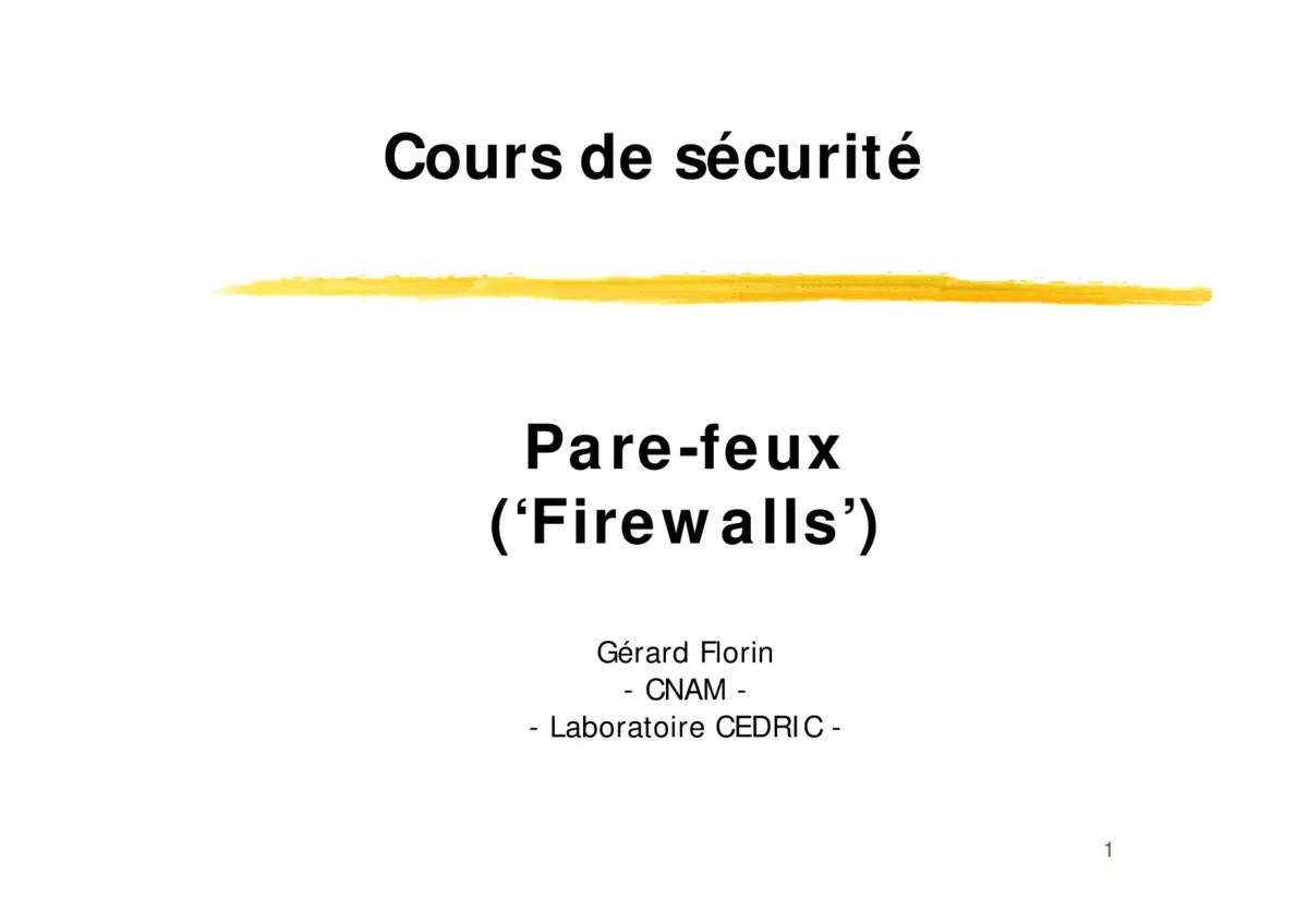 Sécurité - Maîtriser les Pare-feux (Firewalls