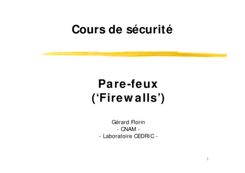 Cours Pare-feux (Firewalls)