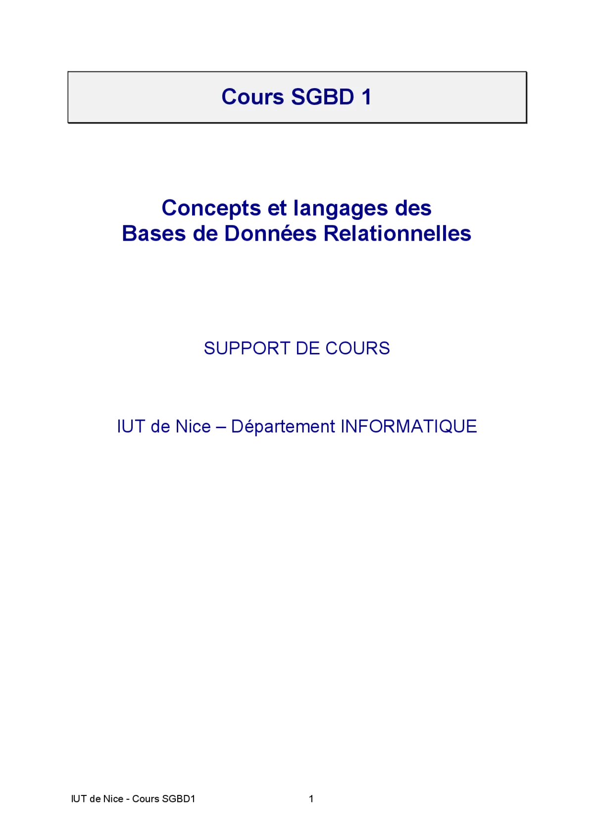 Gestion BDD: Fondamentaux SGBD