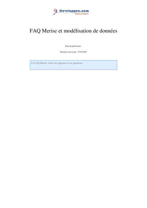 FAQ Merise et modélisation de données