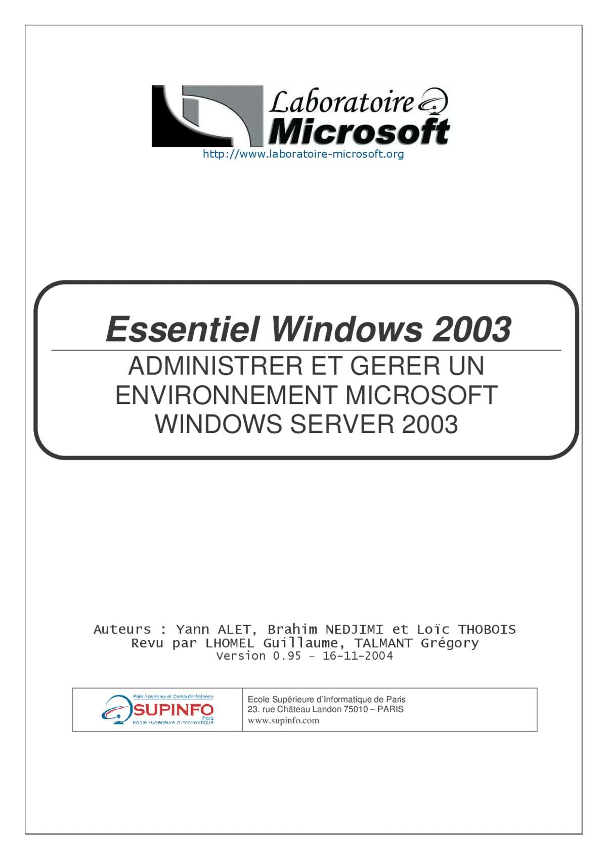 Windows 2003 - Maîtriser les bases essentielles