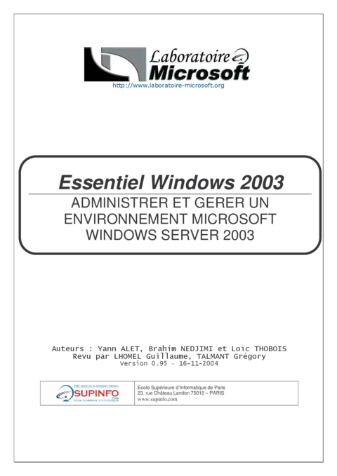 Essentiel Windows 2003