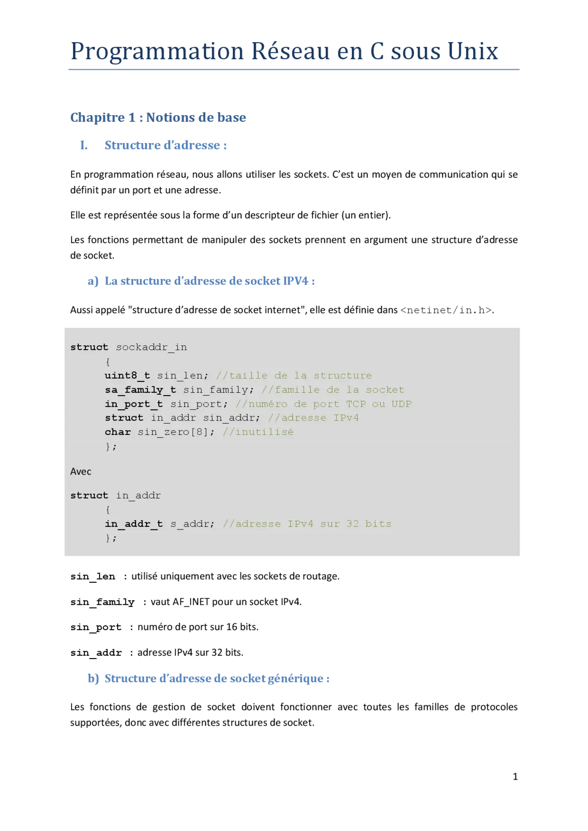 Programmation Réseau en C sous Unix - Maîtriser les sockets