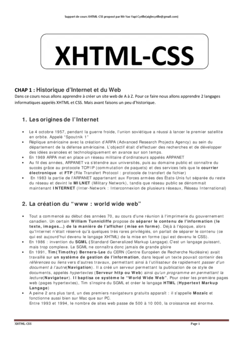 XHTML et CSS
