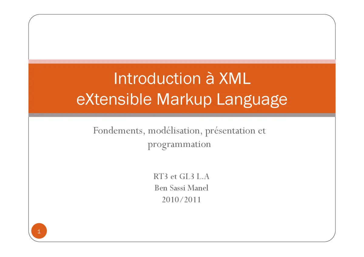 XML - Introduction aux bases du langage