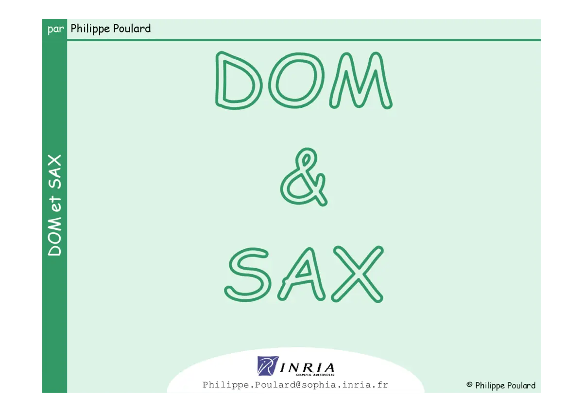 DOM et SAX - Manipuler et parser des documents XML