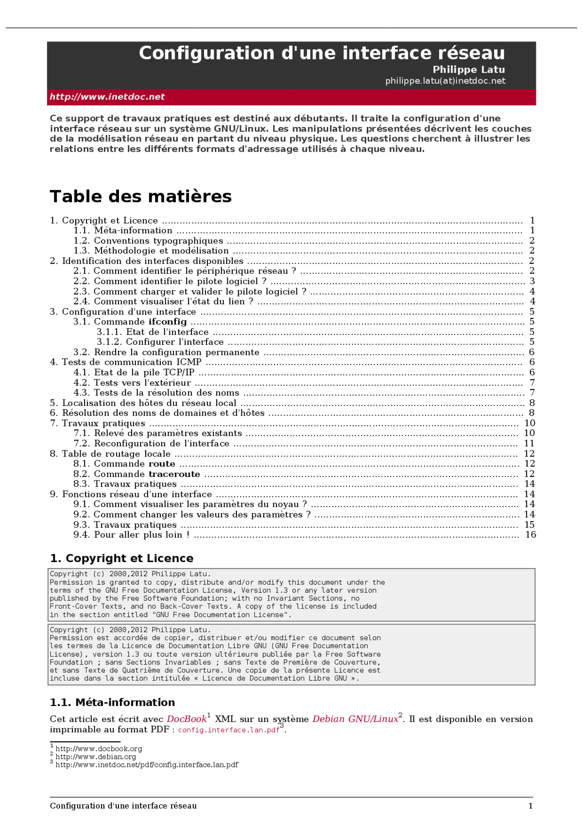 Config Interface Réseau: Paramètres