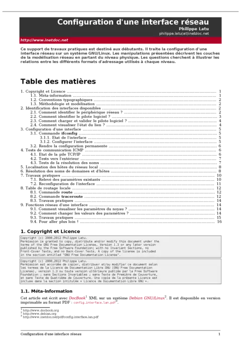 Configuration d'une interface réseau