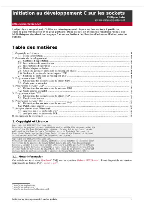 Programmation C et Sockets