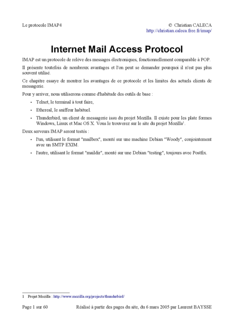 IMAP (Internet Mail Access Protocol)