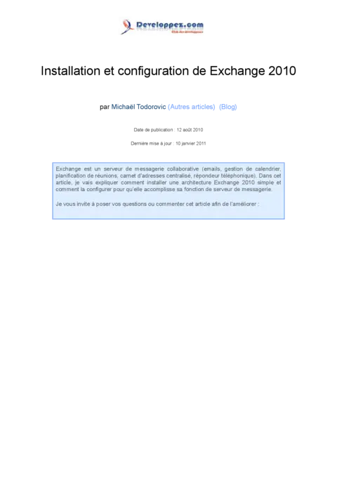 Exchange serveur 2010