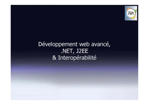 Web avancé,.NET et J2EE