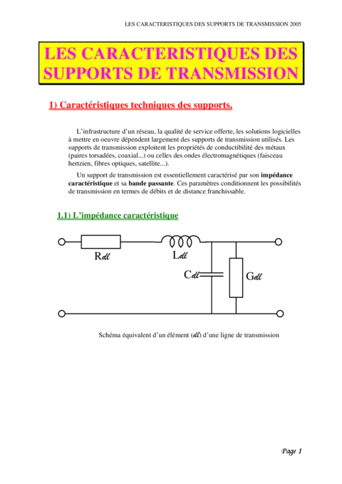 Caractéristique de support de transmission