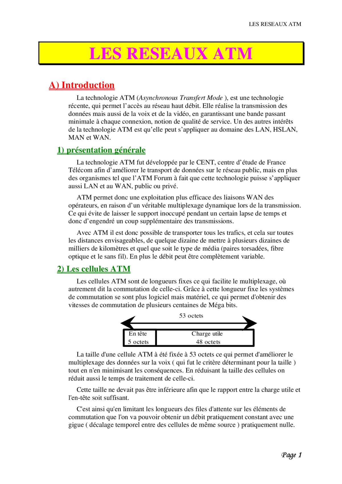 Réseaux ATM - Fondamentaux et fonctionnement