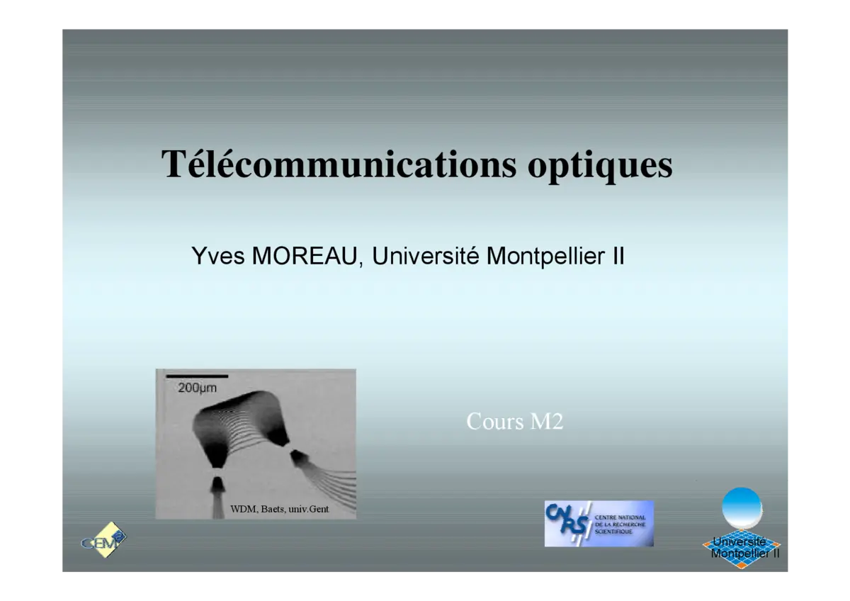 Télécommunications optiques - Maîtriser les réseaux fibrés