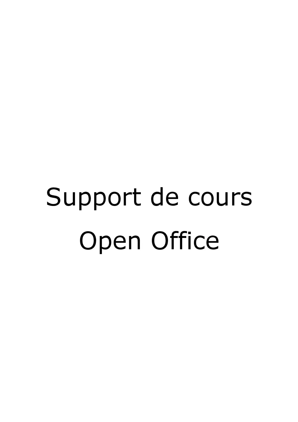Open Office Writer: Bases Traitement de Texte
