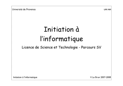 Initiation à  l’informatique