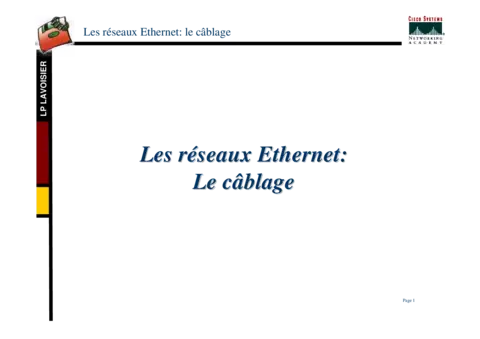 Les réseaux Ethernet : Le câblage