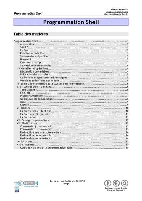 Programmation Shell Linux