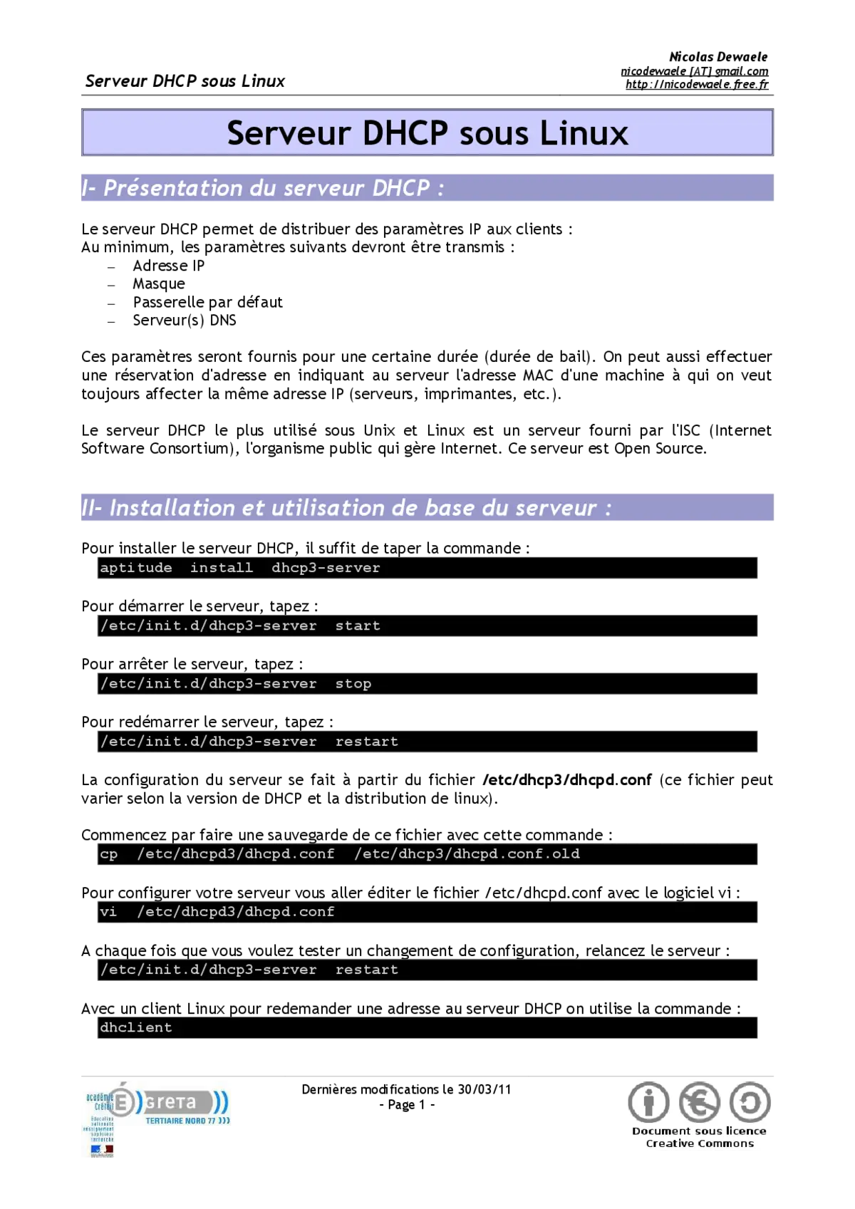 DHCP sous Linux - Configurer un serveur réseau dynamique