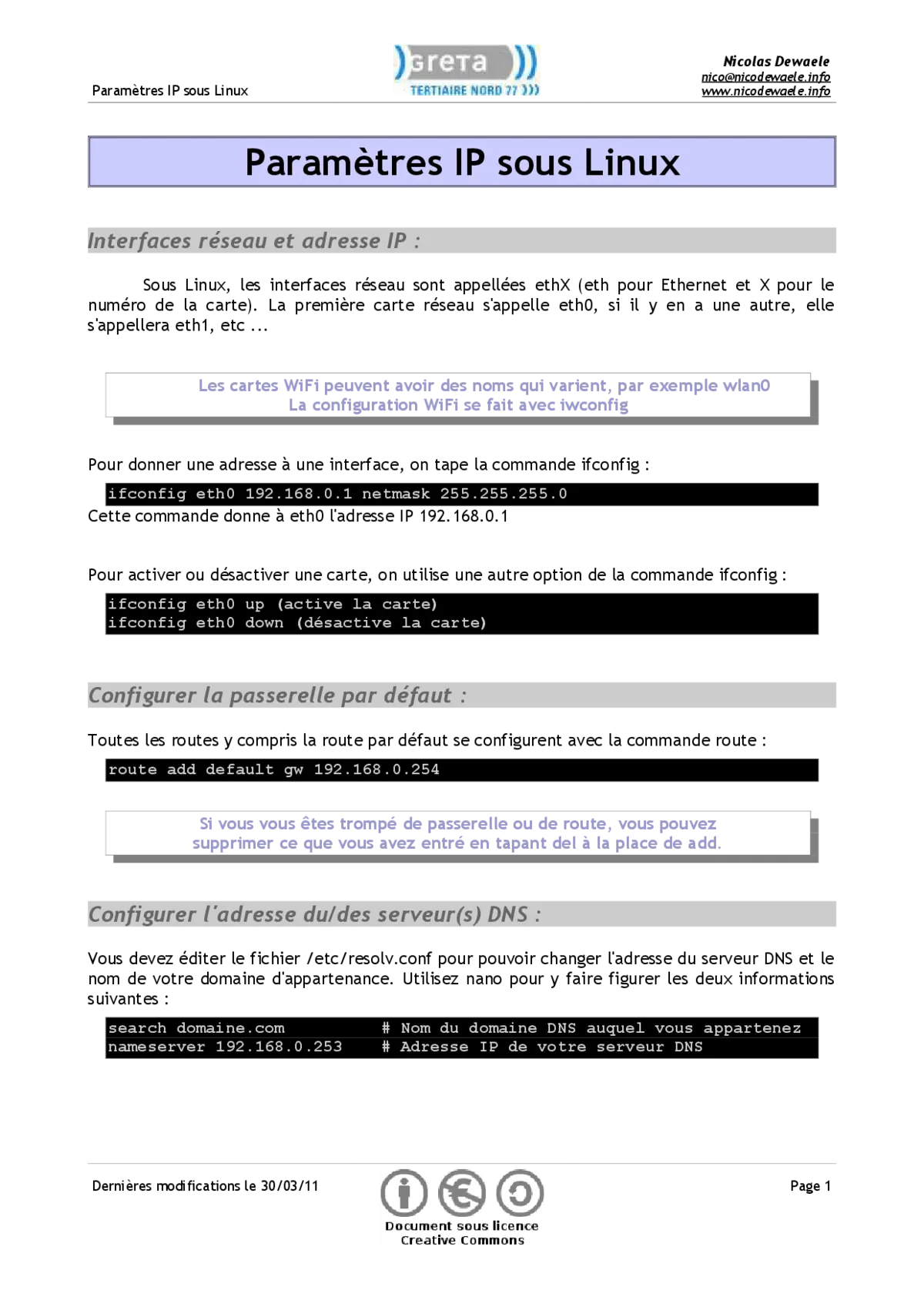 Paramètres IP sous Linux - Configuration et gestion réseau