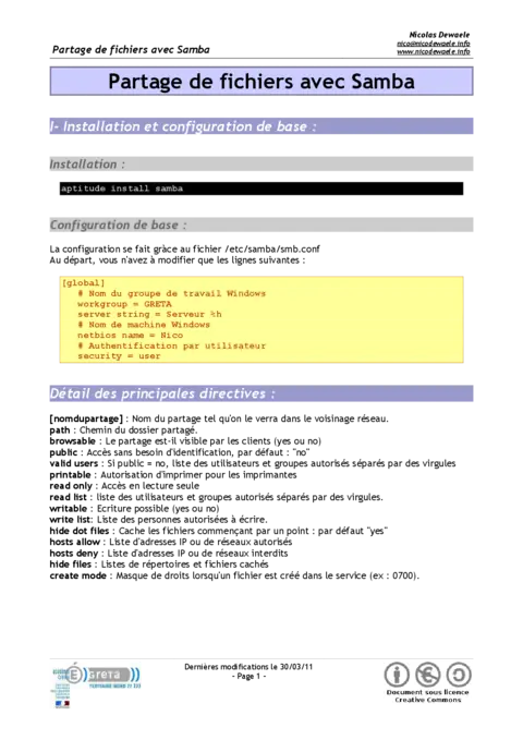 Partage de fichiers avec Samba