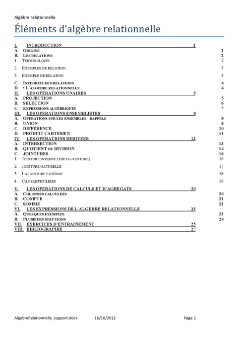 Éléments d’algèbre relationnelle