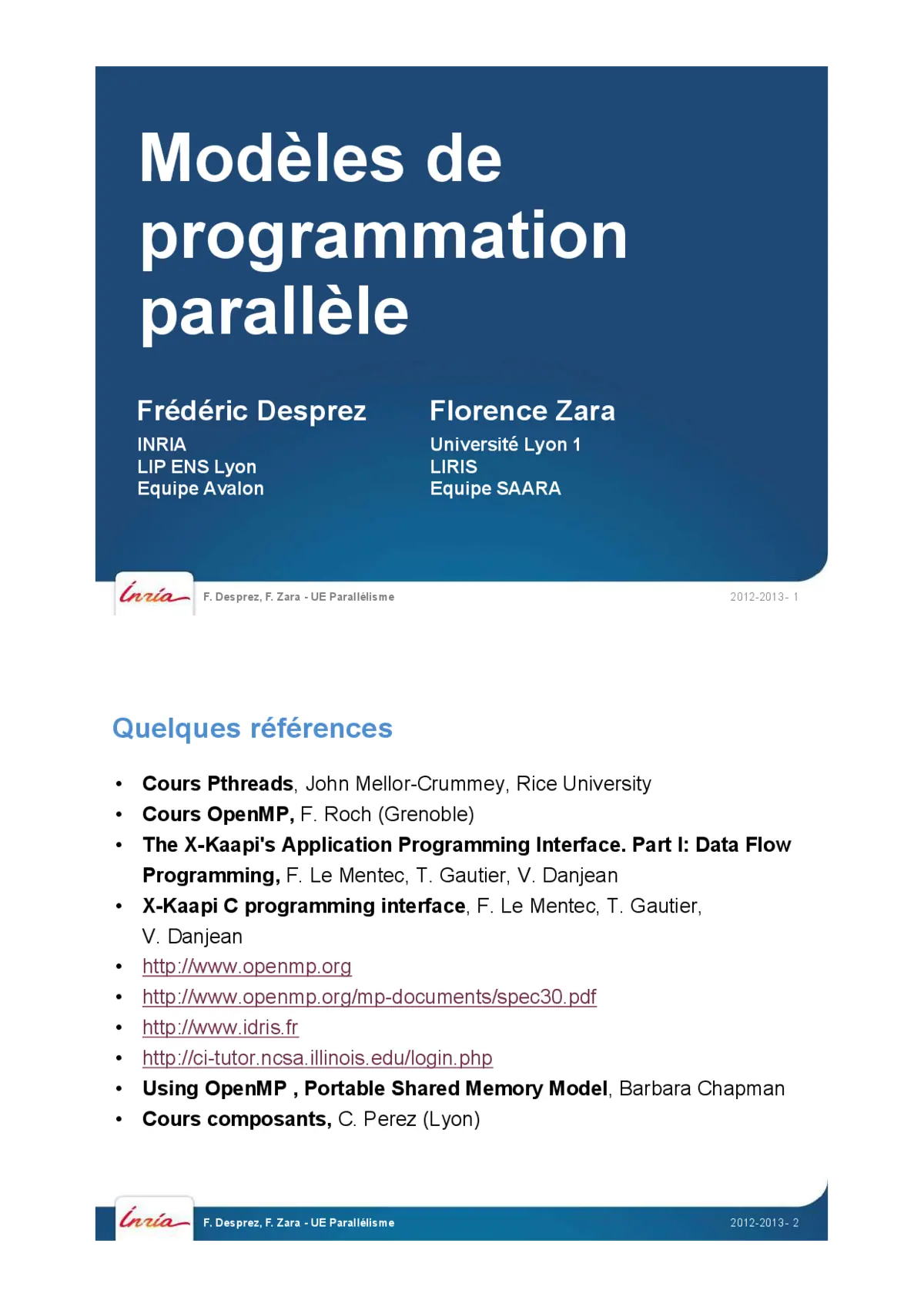 Prog Parallèle: Techniques Multithread