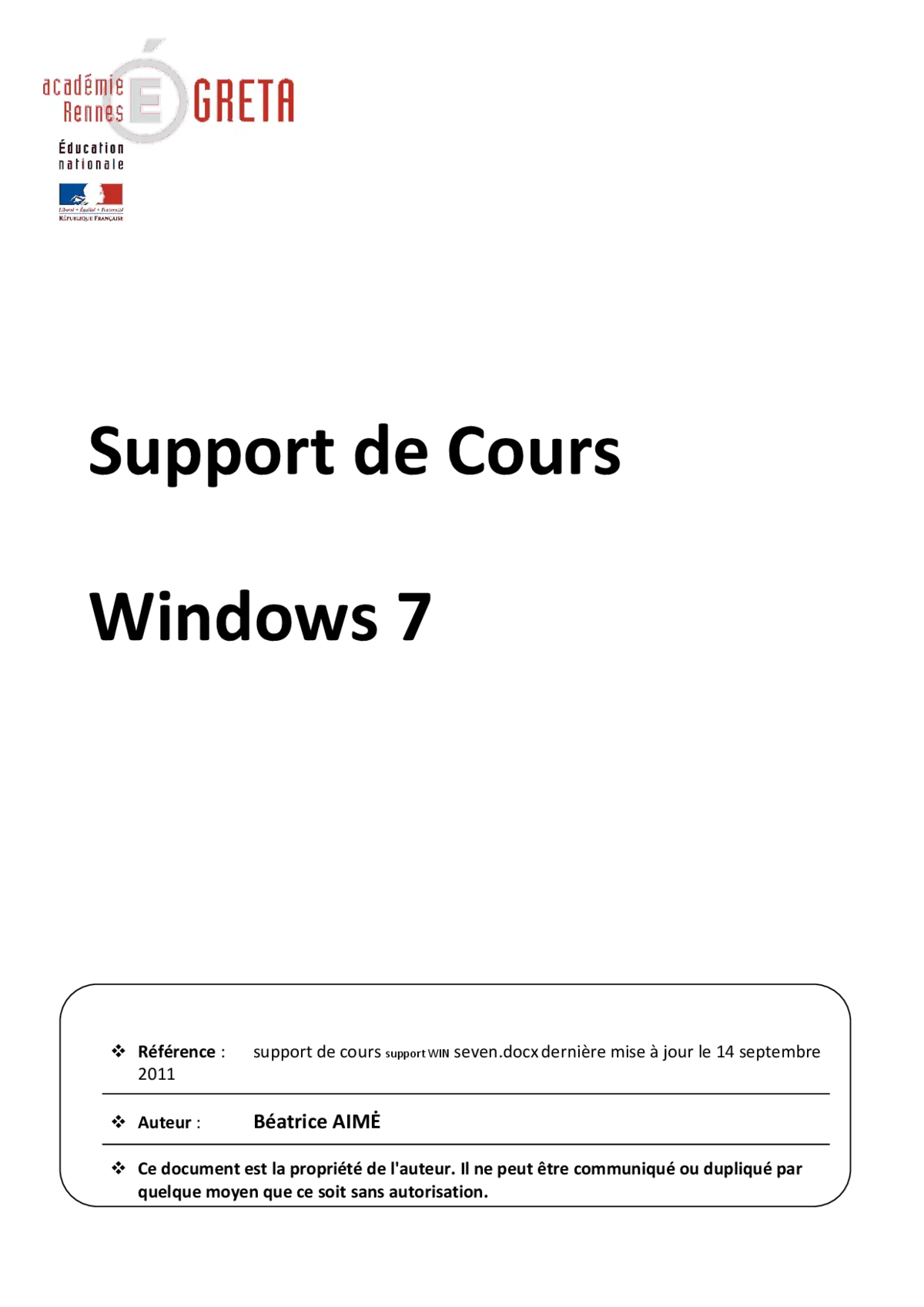 Windows 7 - Maîtriser les bases du système d'exploitation