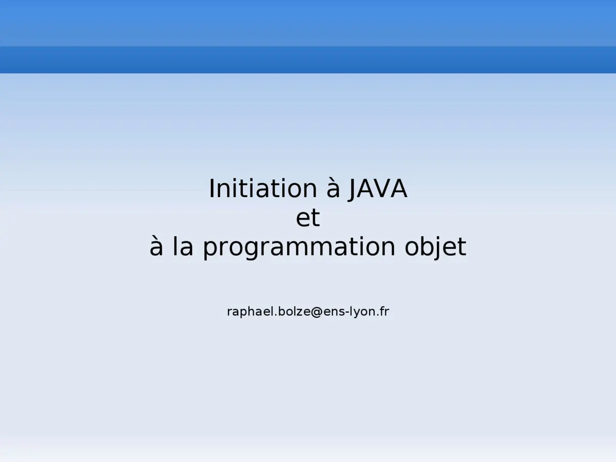 Java : Initiation à la POO pour tous