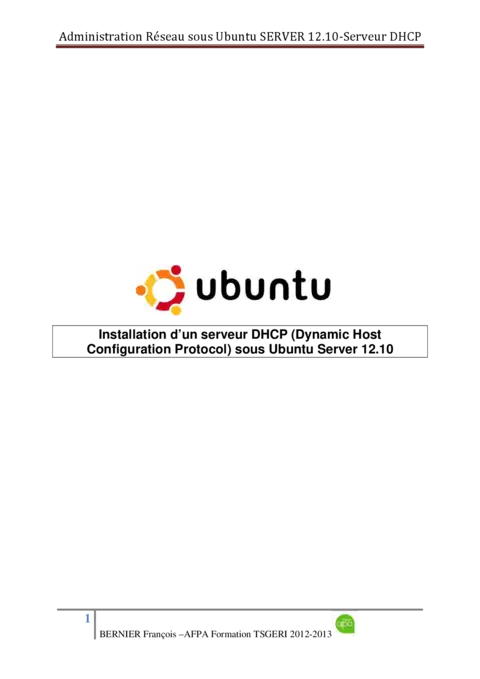 Installation d’un serveur DHCP sous Ubuntu