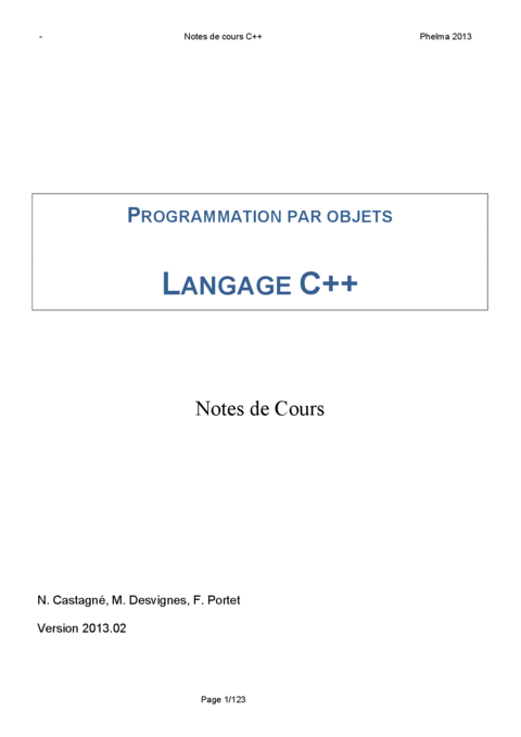 Programmation par objets langage C++