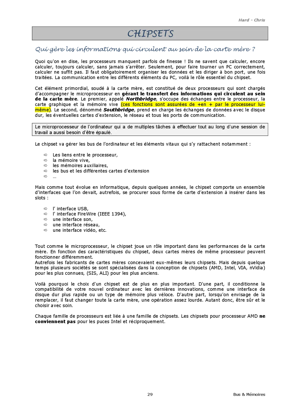 Bus et Mémoires - Comprendre leur fonctionnement