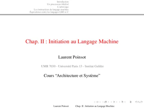Initiation au Langage Machine