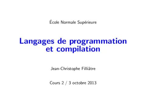 Langages de programmation et compilation