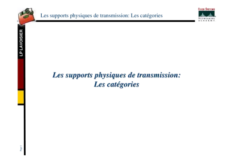 Les supports physiques de transmission :les catégories