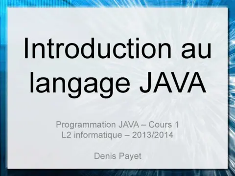 Introduction au langage JAVA