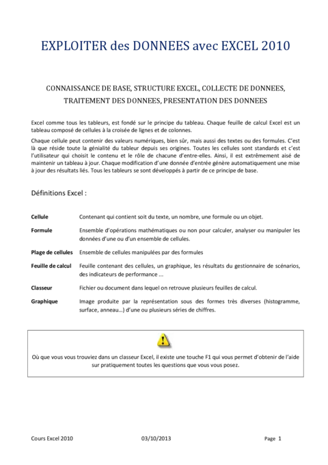 Exploiter des données avec Excel 2010