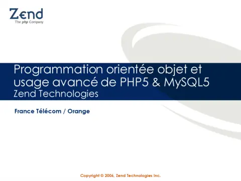 Usage avancé de PHP5 & MySQL5