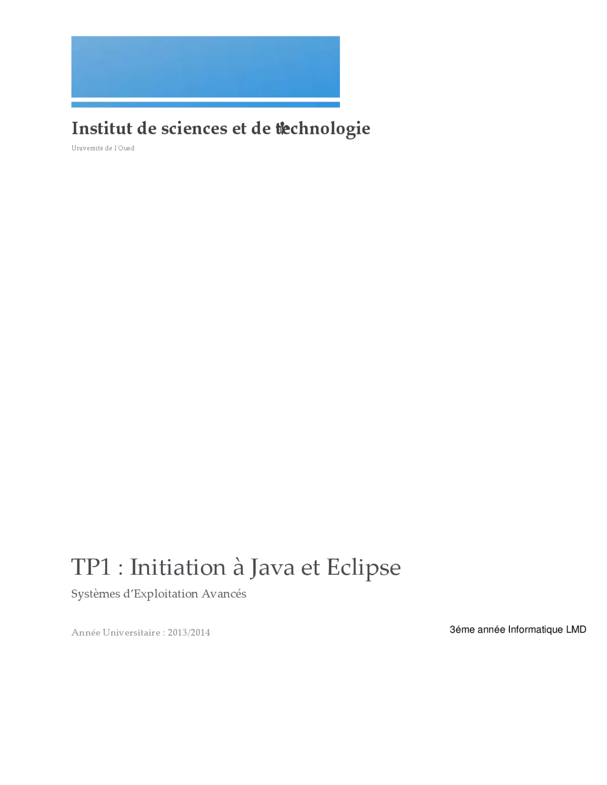 TP Java - Initiation à Eclipse et programmation