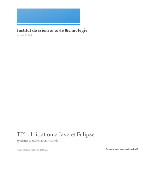 TP: Initiation à Java et Eclipse 