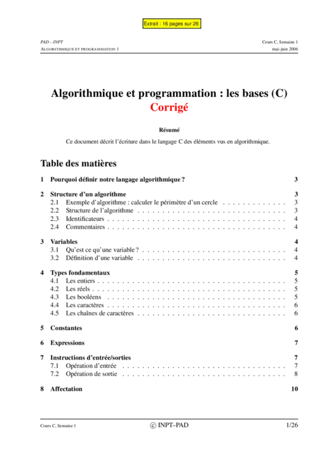 Algorithmique et programmation : les bases (C)
