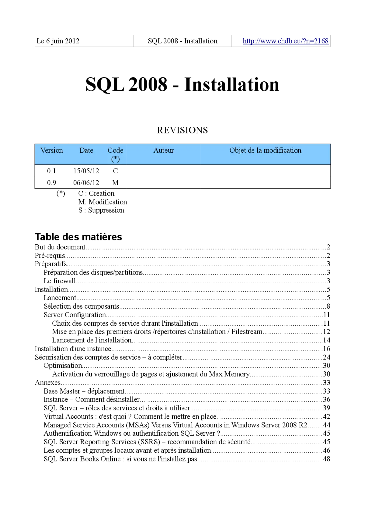 SQL 2008 - Installation et configuration de base