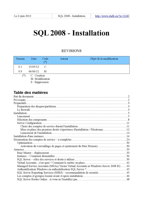 SQL 2008 - Installation